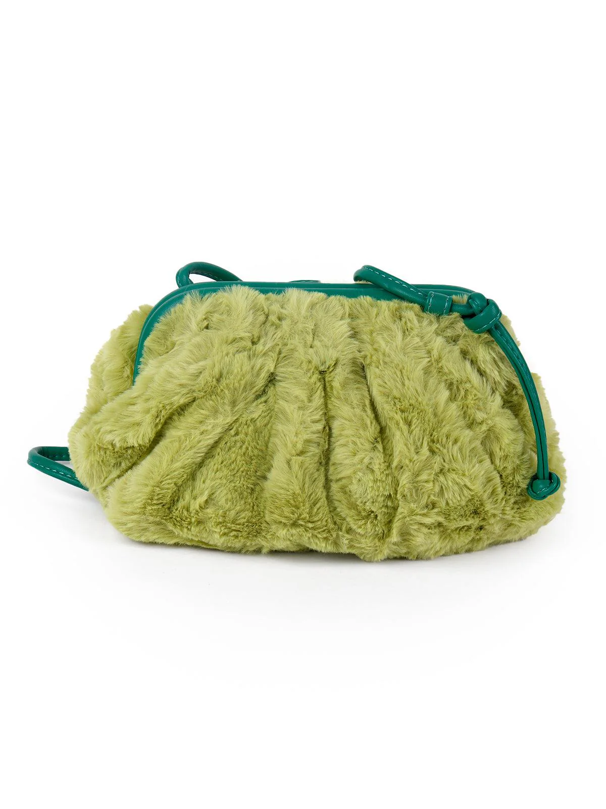 Odette Fluffy Green Soft Sling Bag For Women - Image 5