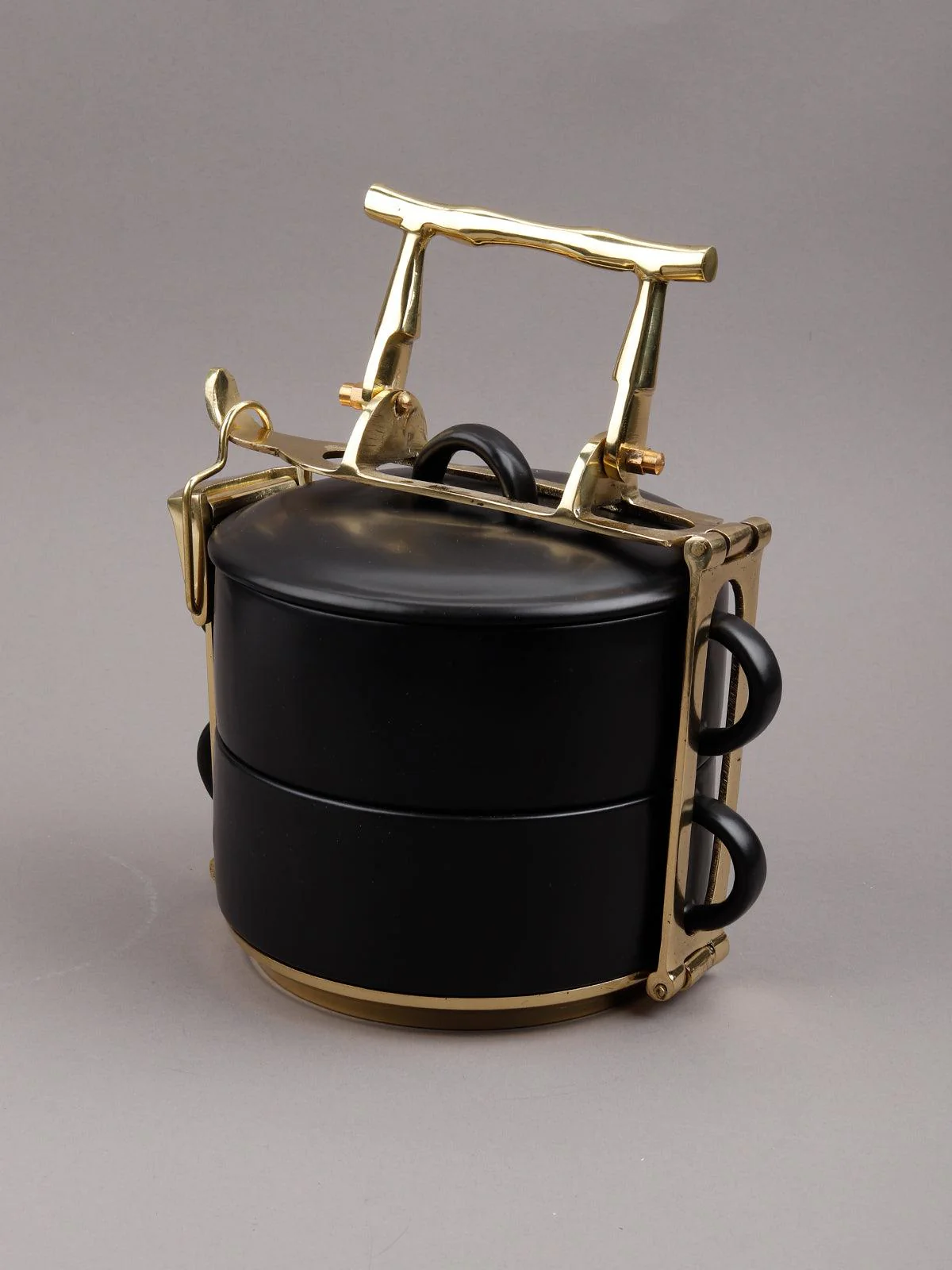Odette Women Black Fine Bone China With Pure Brass Stand Tiffin - Image 3