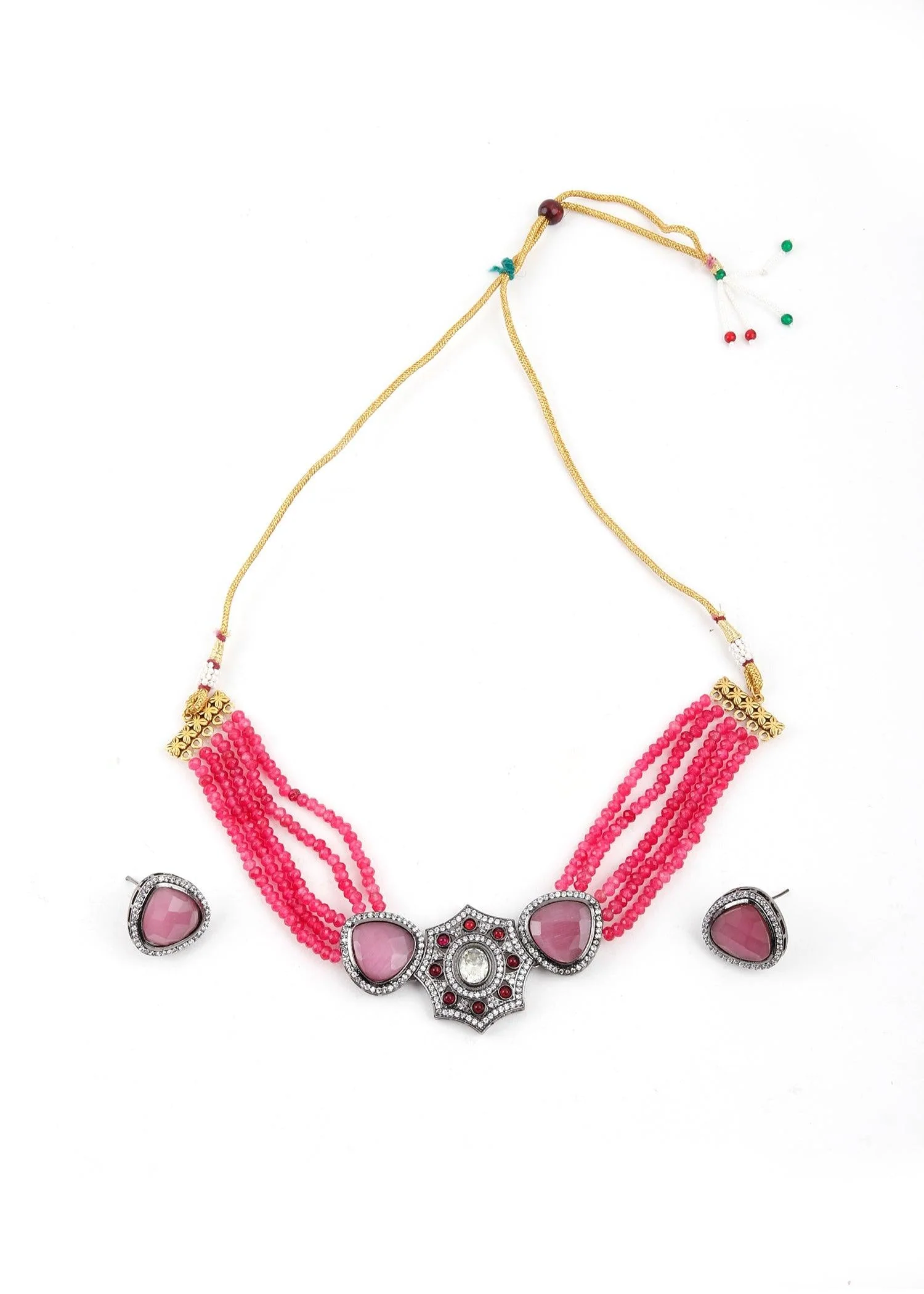 Odette Women Fresh Pink Necklace Set - Image 3