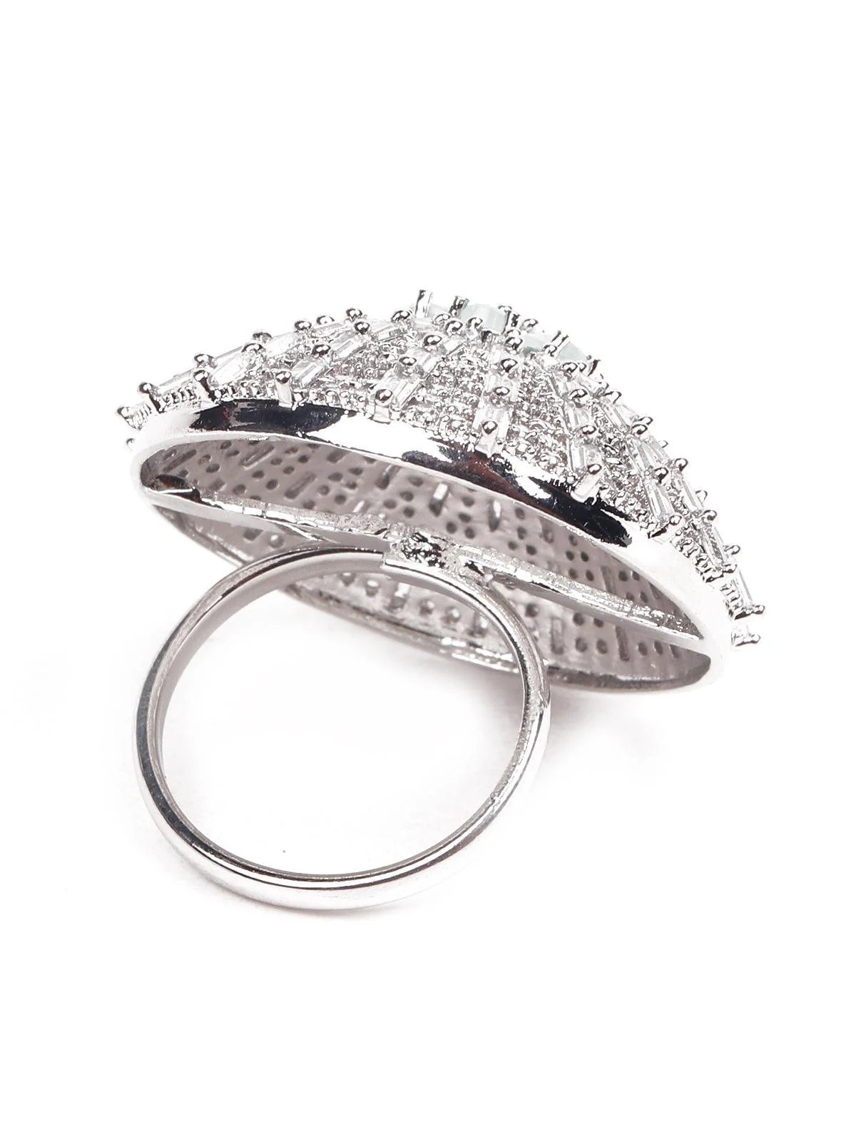 Odette Women Silver Metal Oversized Ring - Image 4
