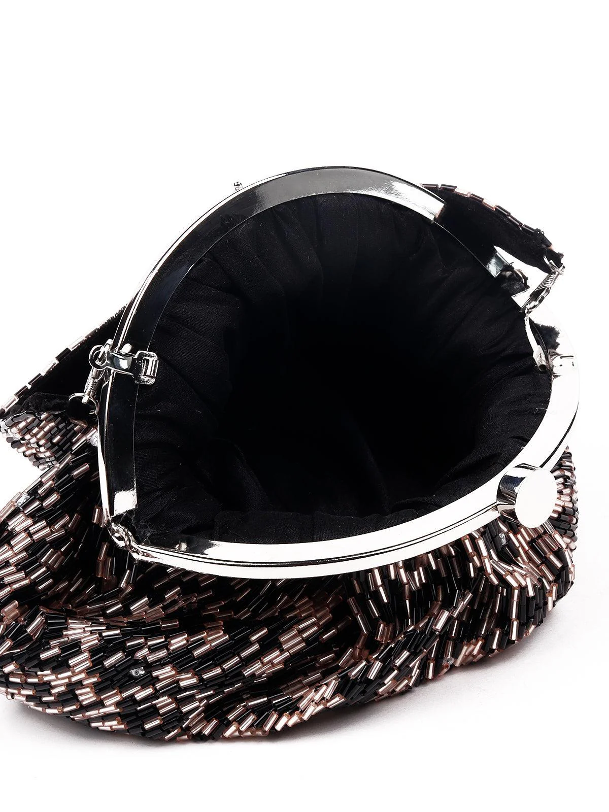 Odette Women Gold And Black Metal Hand Bag - Image 4