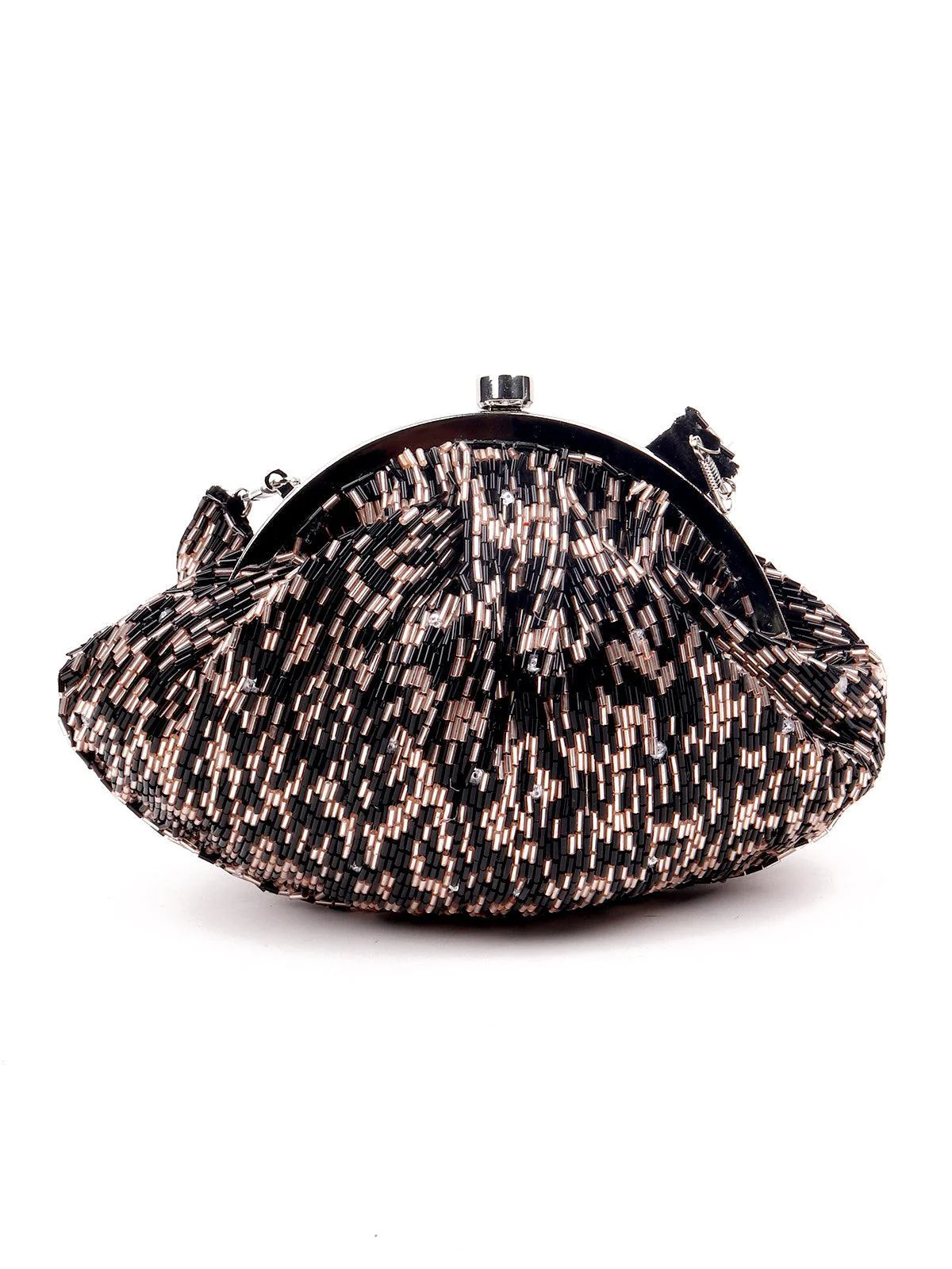 Odette Women Gold And Black Metal Hand Bag - Image 5