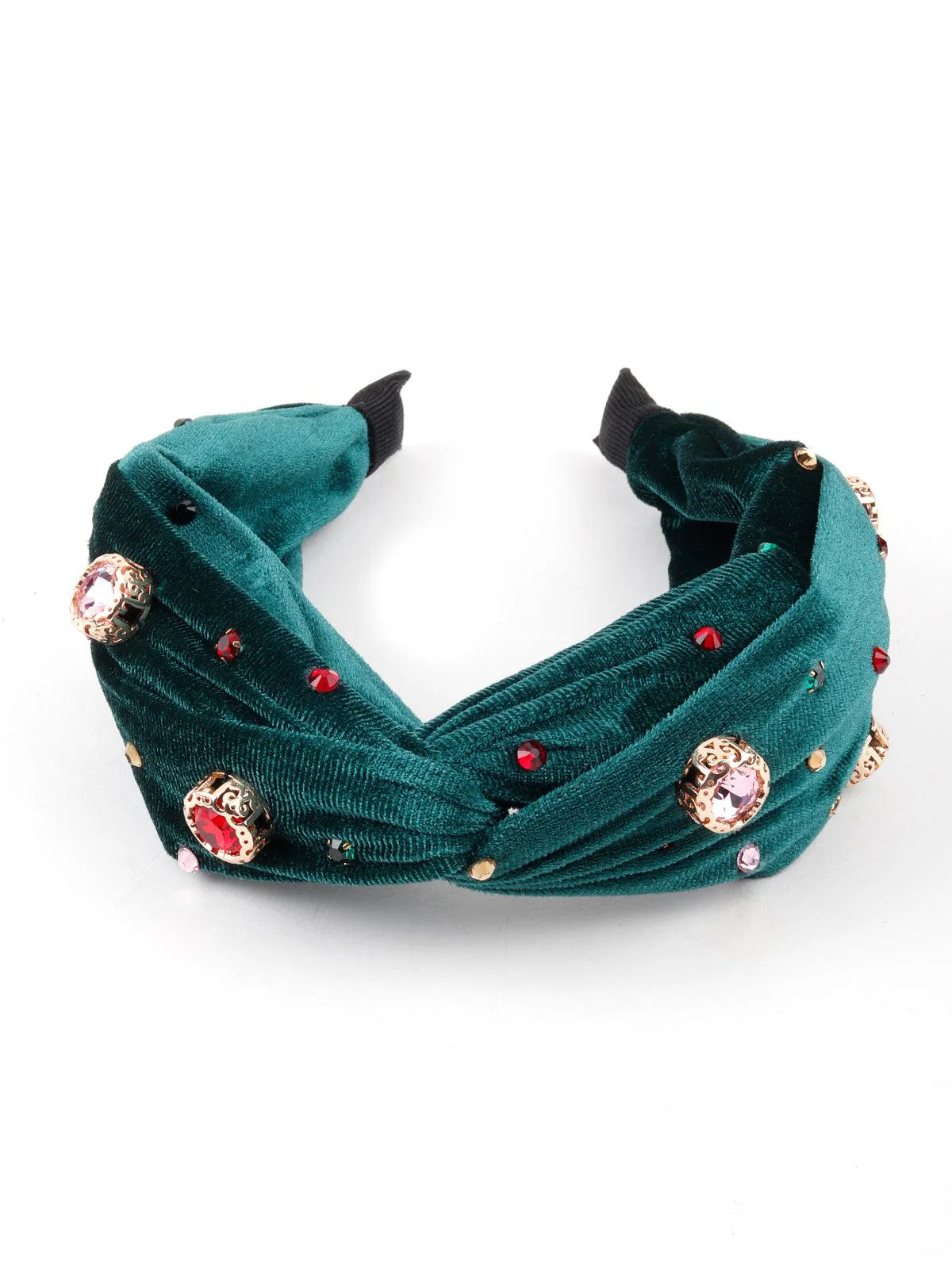 Odette Women Garnish Green Embellished Hair Band - Image 3