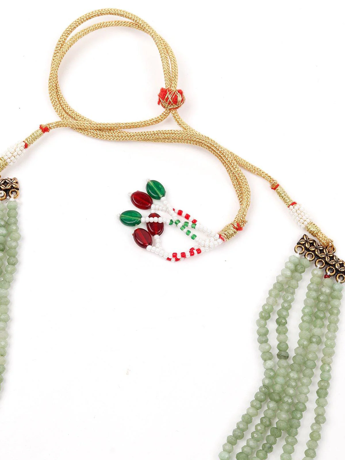 Odette Women Geometric Sea Green Stone Floral Statement Necklace Set. - Image 4