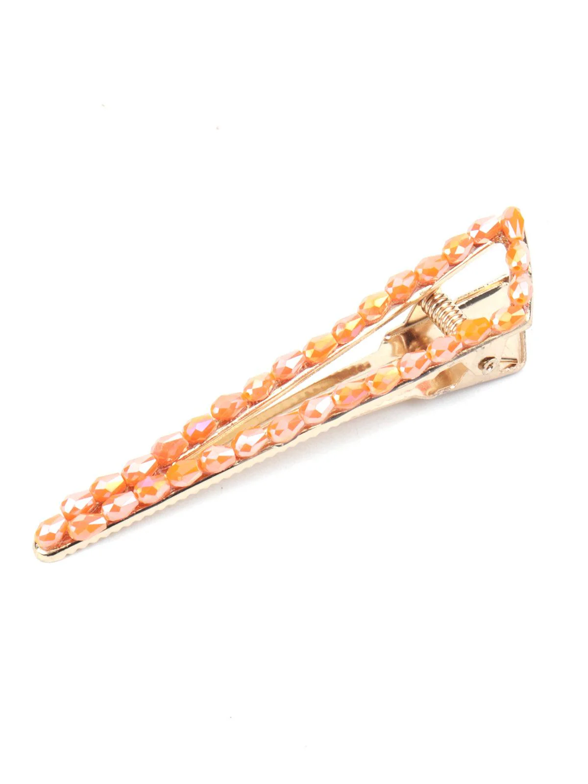 Odette Women Geometric Orange Diamante Rhine Stone Hair Clip - Image 4