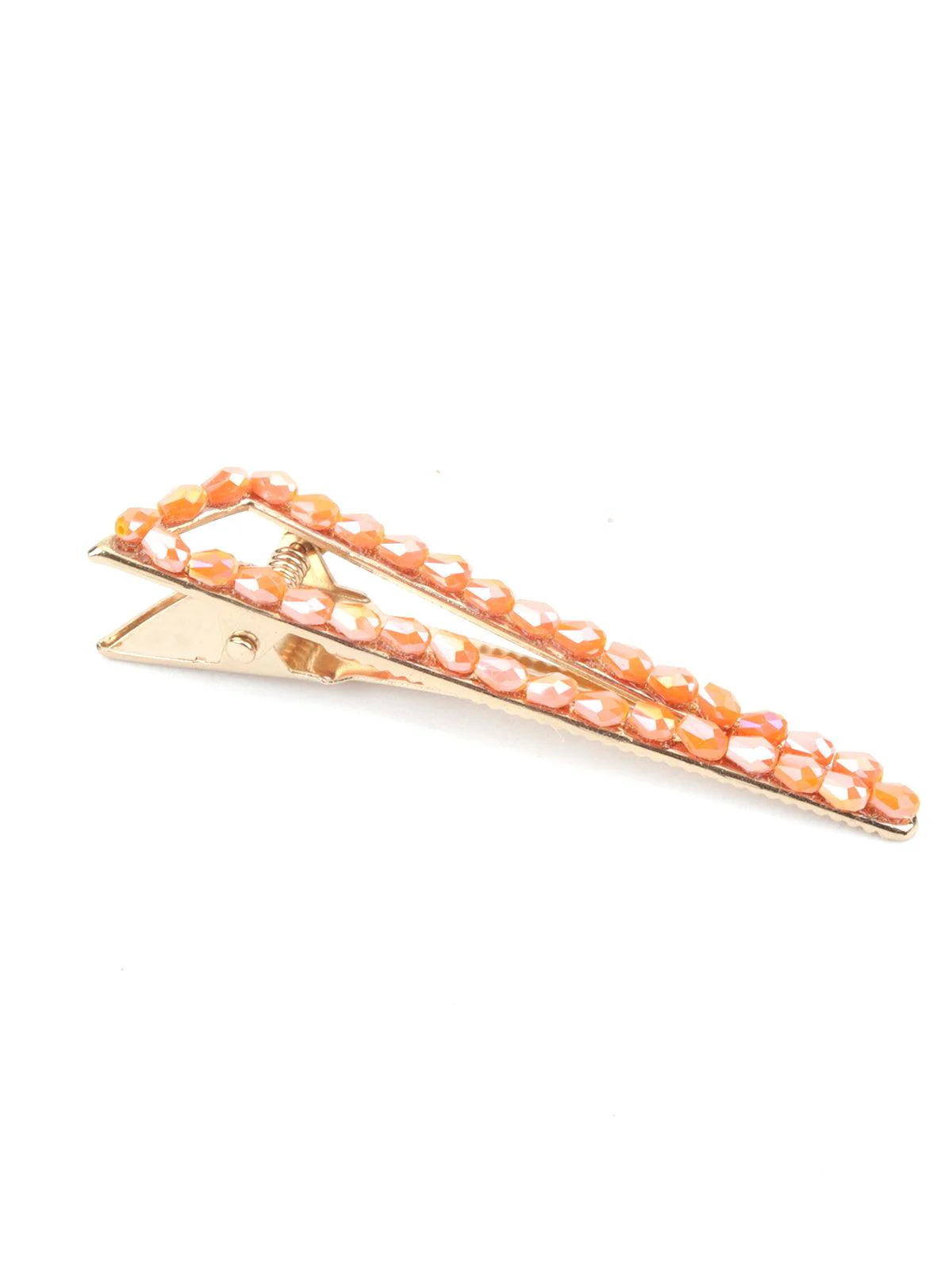 Odette Women Geometric Orange Diamante Rhine Stone Hair Clip - Image 5