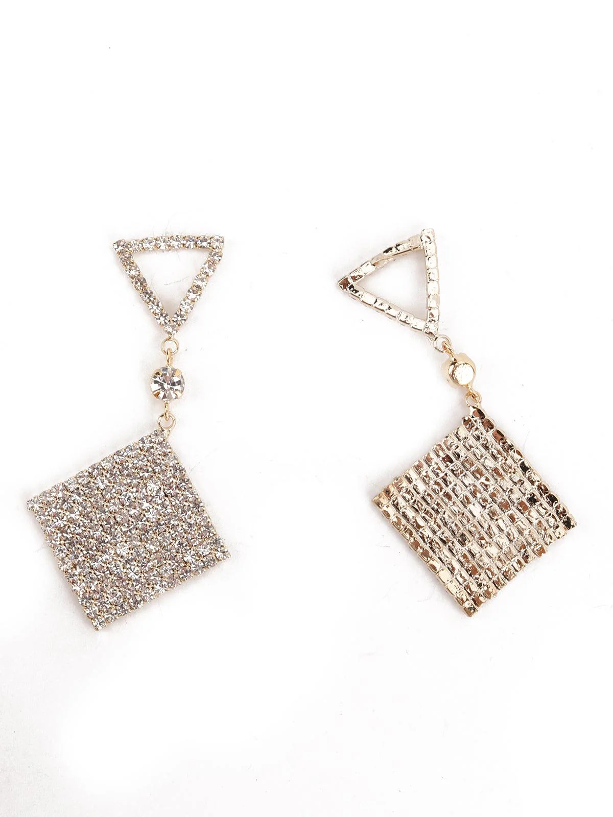 Odette Women White Geometric Shape Gold Dangle Earrings - Image 6