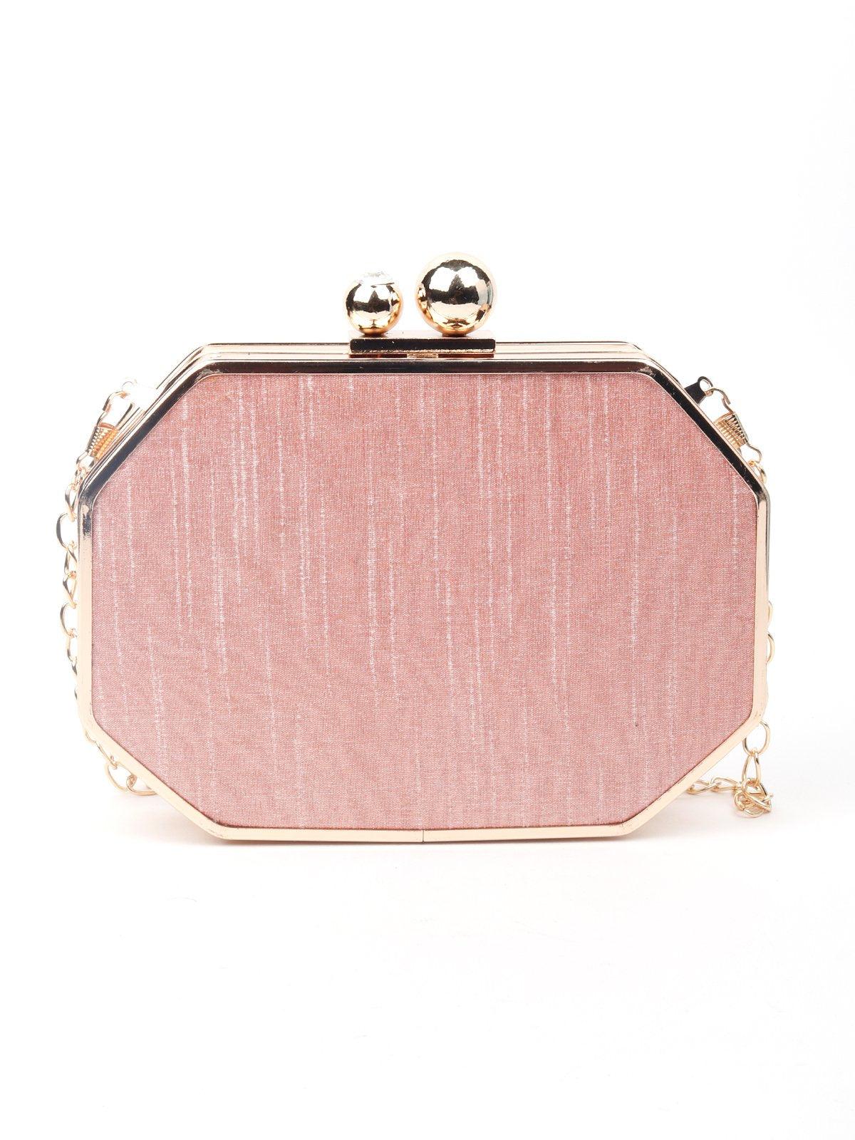 Odette Women Pink Metal Sling Bag - Image 4