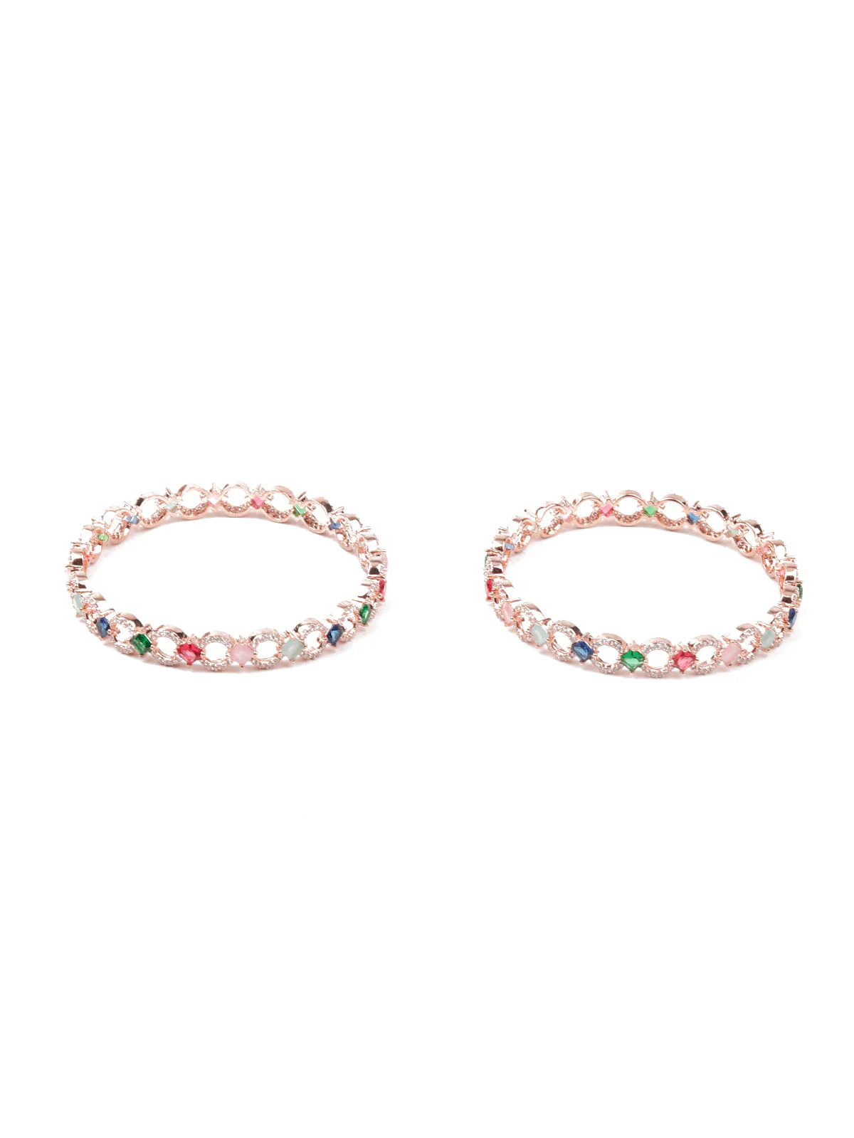 Odette Women German Rhodium Plated Imitation Bangle- Set Of 2 - Image 3