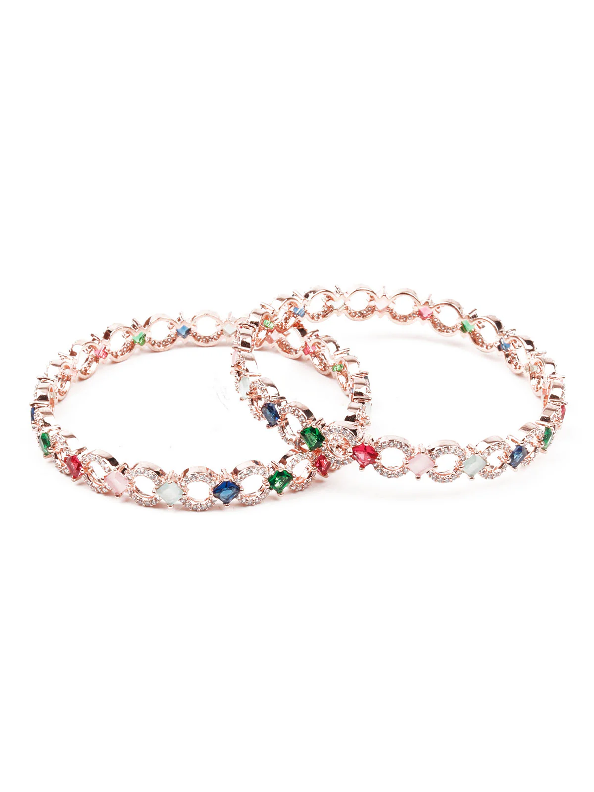 Odette Women German Rhodium Plated Imitation Bangle- Set Of 2 - Image 4