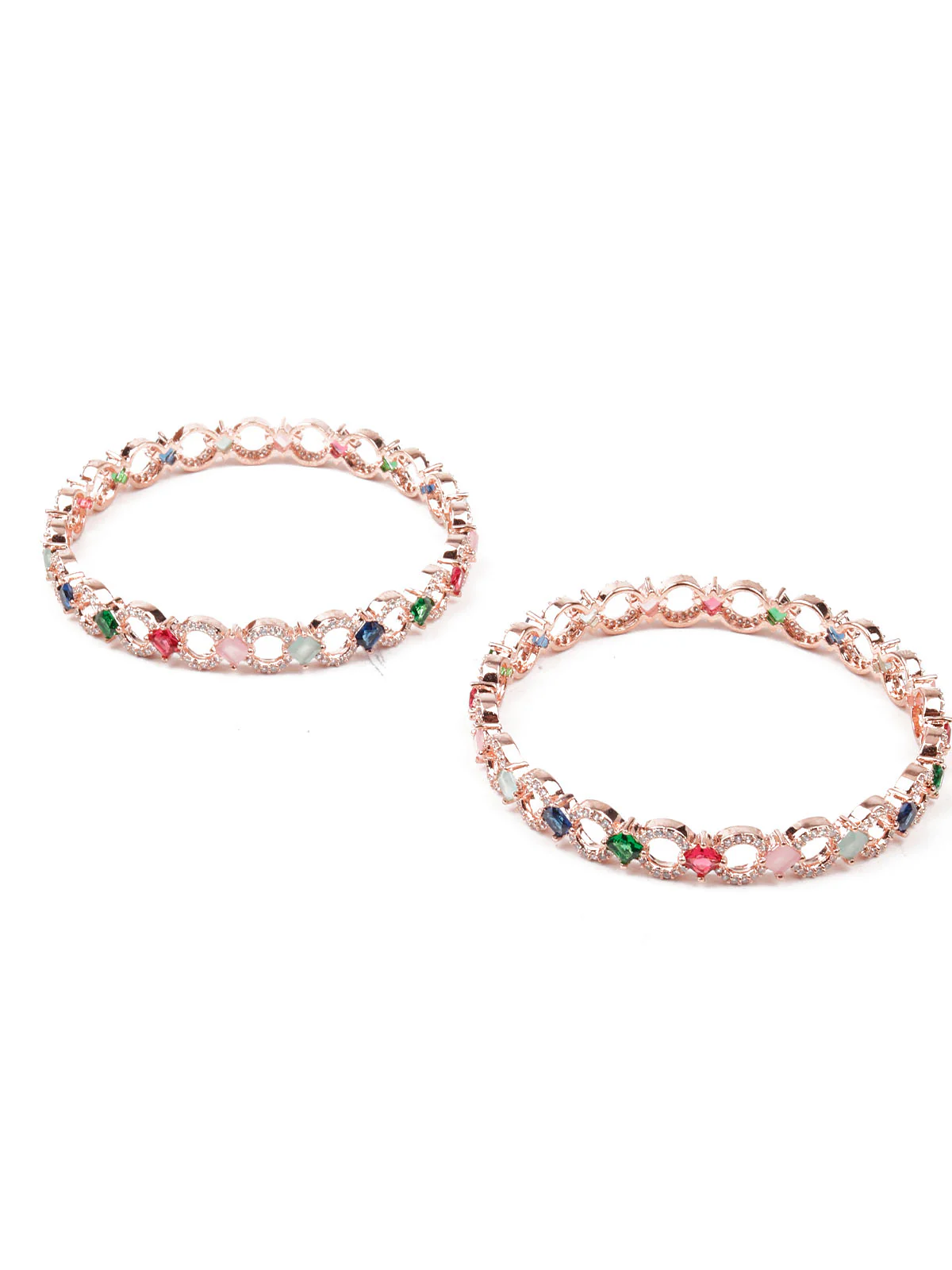 Odette Women German Rhodium Plated Imitation Bangle- Set Of 2 - Image 6