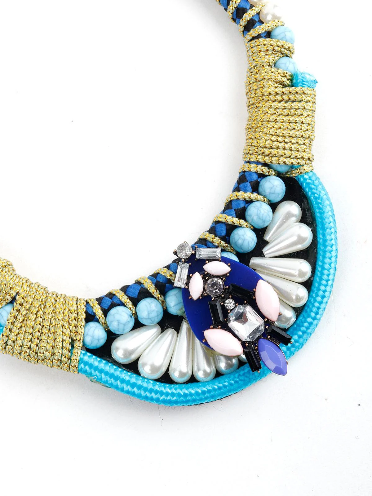 Odette Women Glorious Blue Tribal Neckpiece - Image 5