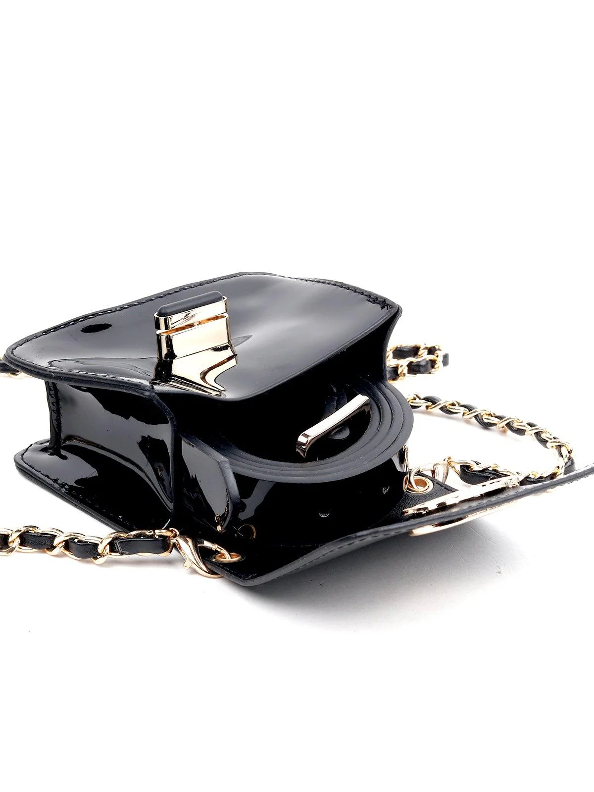 Odette Women Black Metal Belt Bag - Image 4