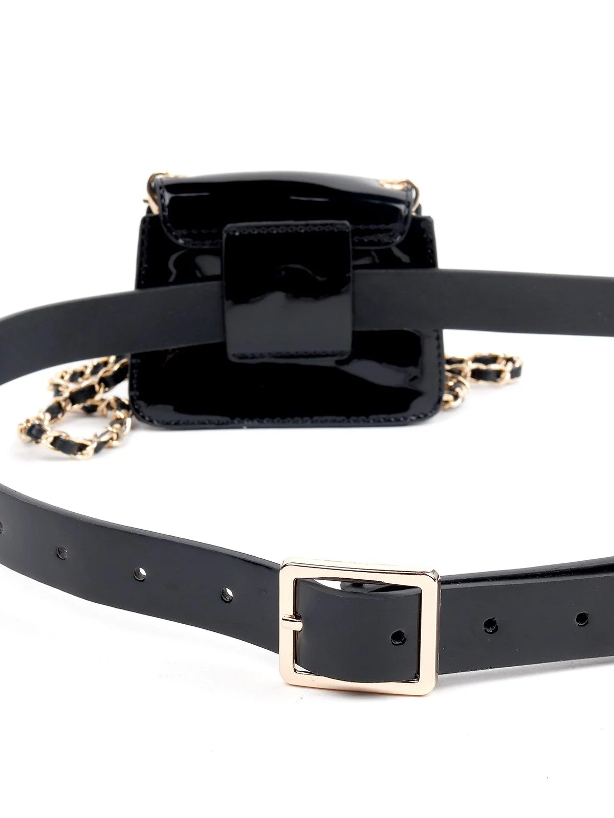 Odette Women Black Metal Belt Bag - Image 5