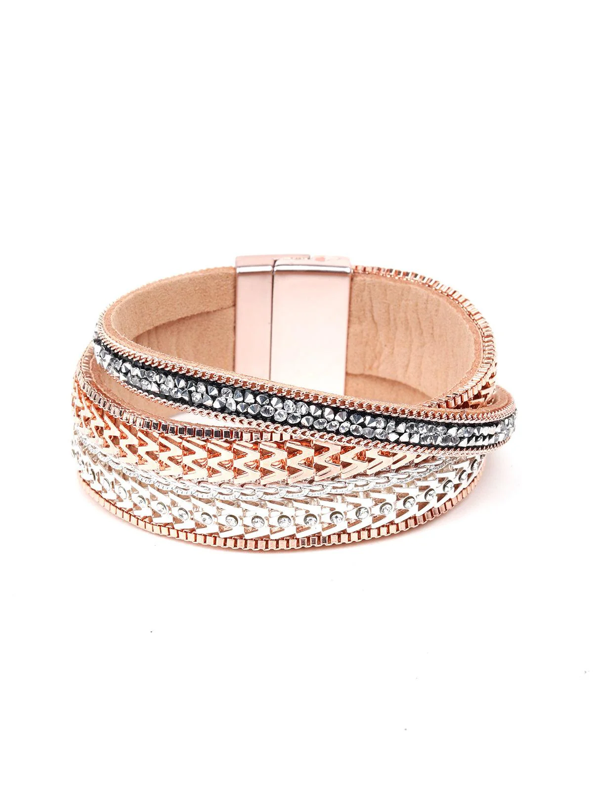 Odette Women Gold And Silver Metal Twisted Bracelet - Image 4