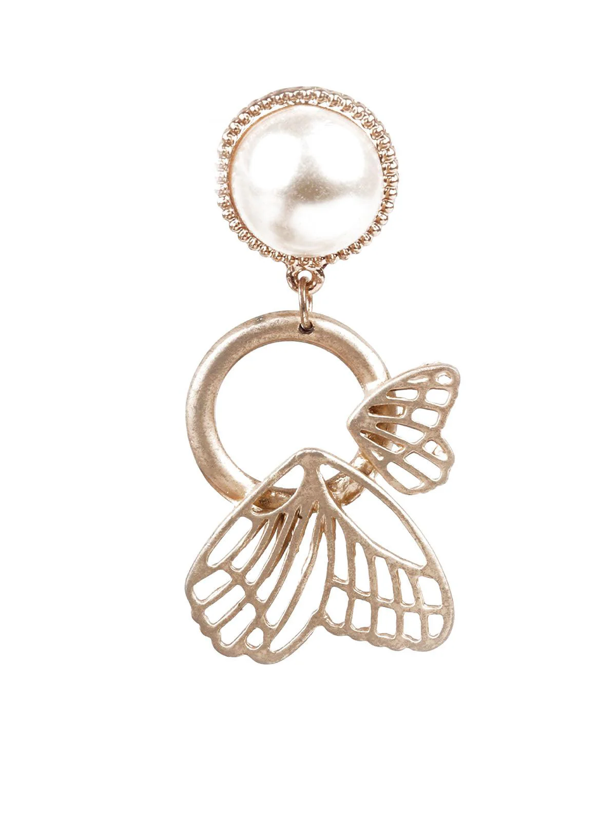 Odette Women Gold And White Dangler Earrings - Image 2