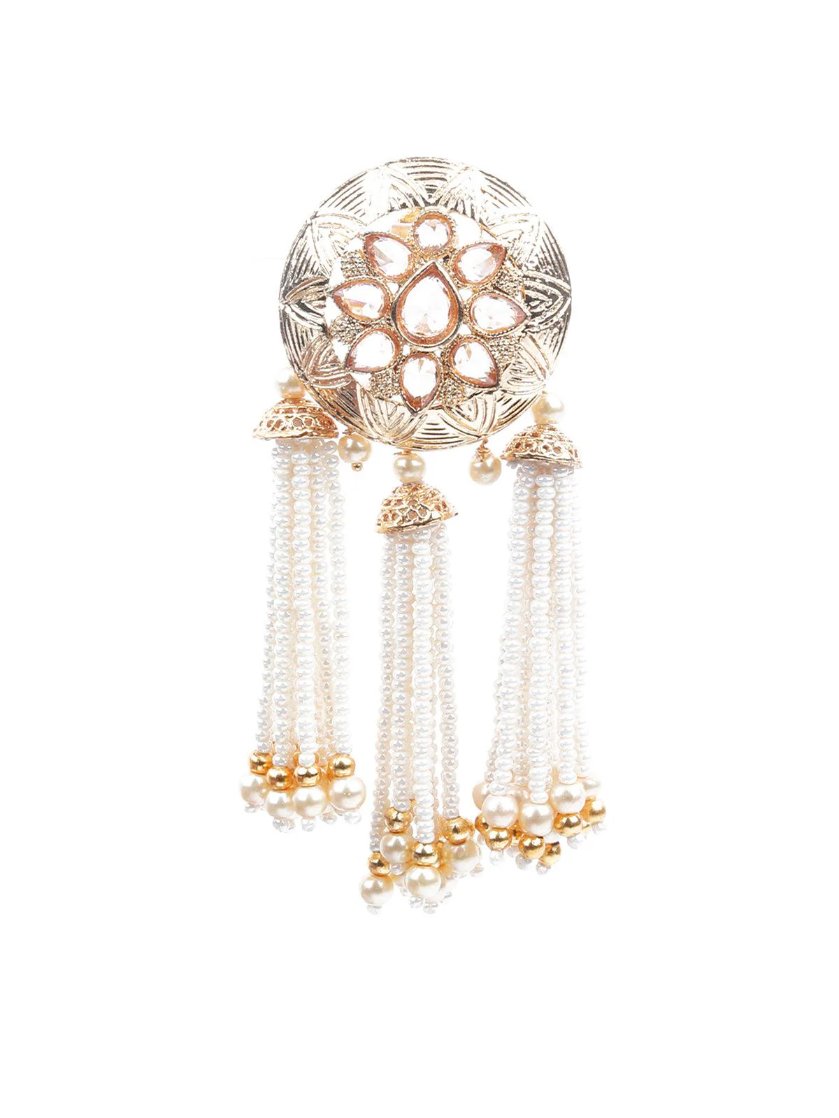 Odette Women Gold And White Dangler Earrings - Image 2