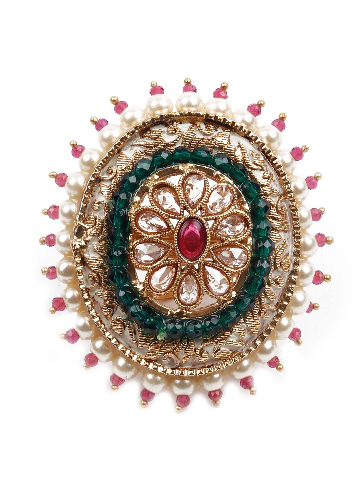 Odette Women Gold Embellished Ring - Image 3