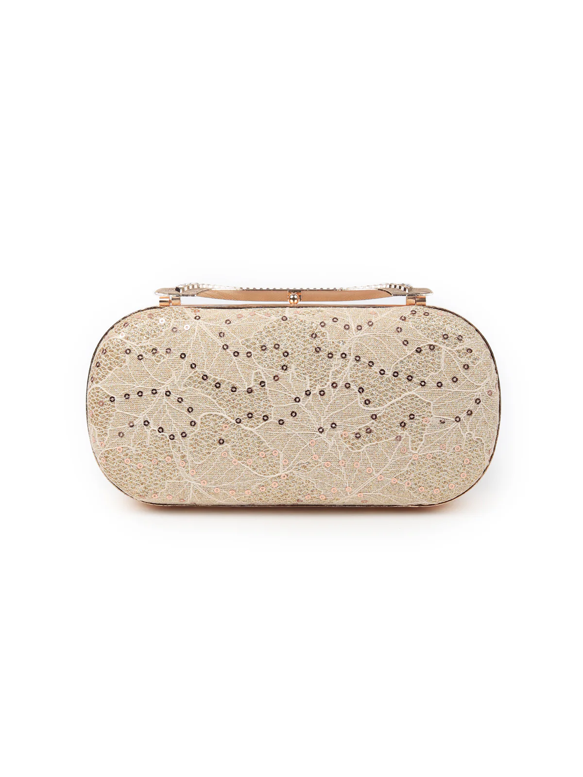 Odette Women Gold Embroidered Bridal Clutch - Image 3