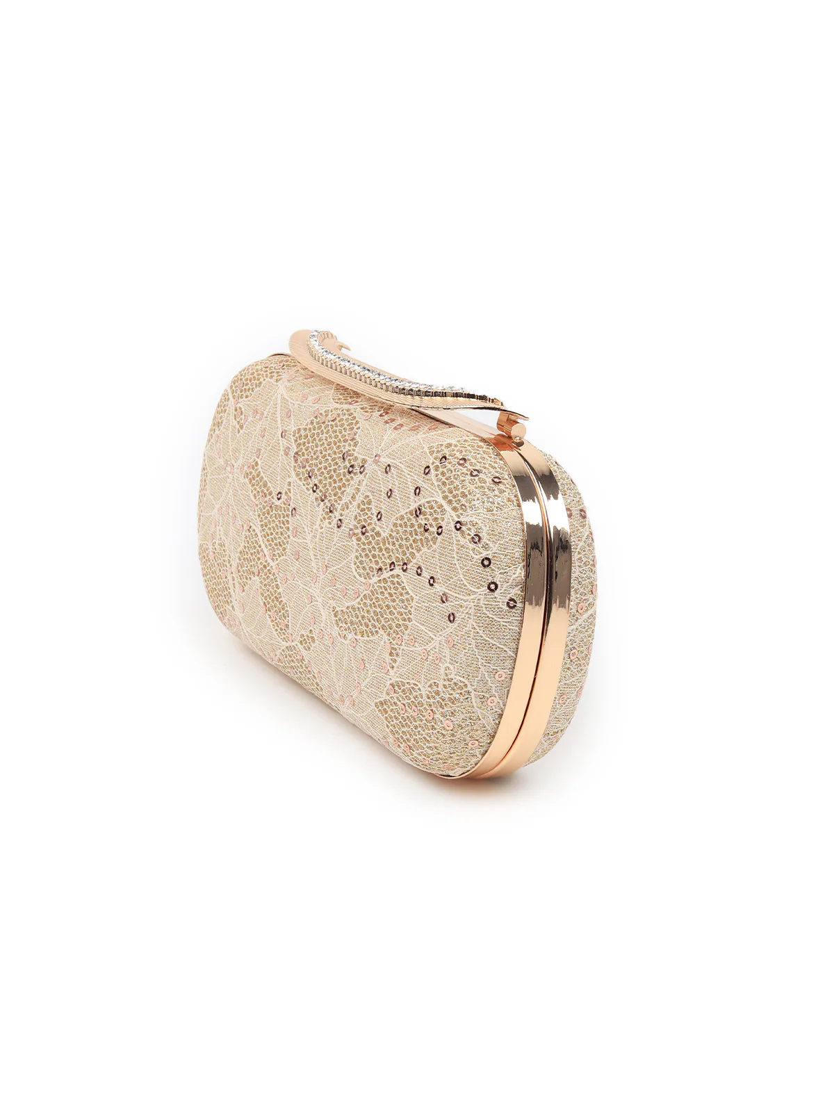 Odette Women Gold Embroidered Bridal Clutch - Image 4