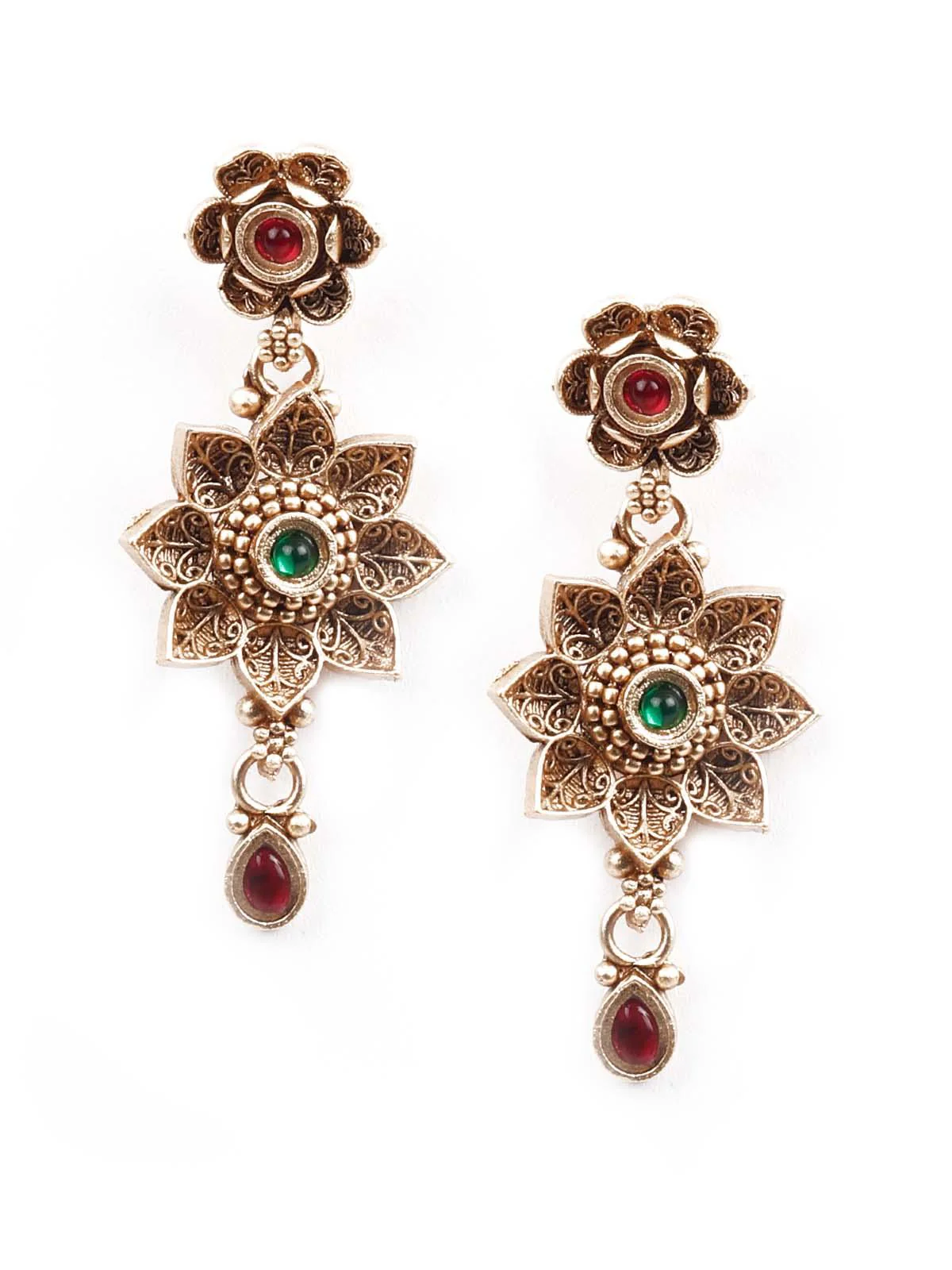Odette Women Multicolored Ethnic Long Necklace Set - Image 7