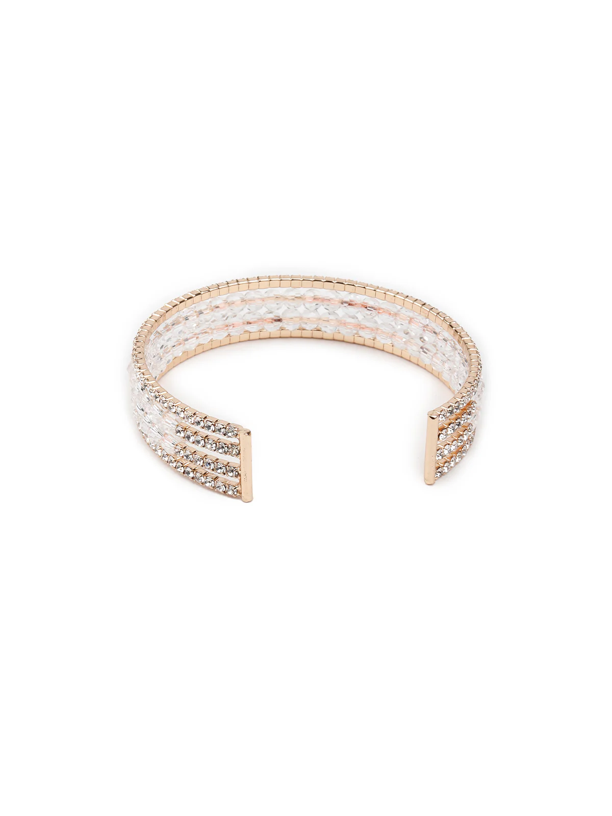 Odette Women Gold Imitation And White Stone Studded Mixed Metal Bracelet - Image 4