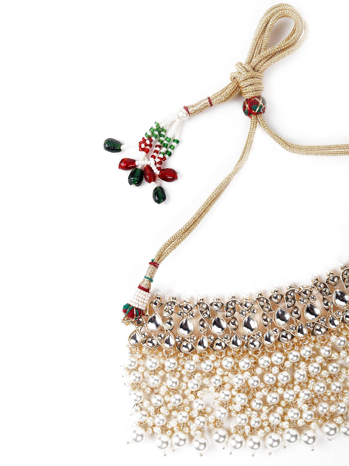 Odette Women Gold Pearls Choker Set - Image 4