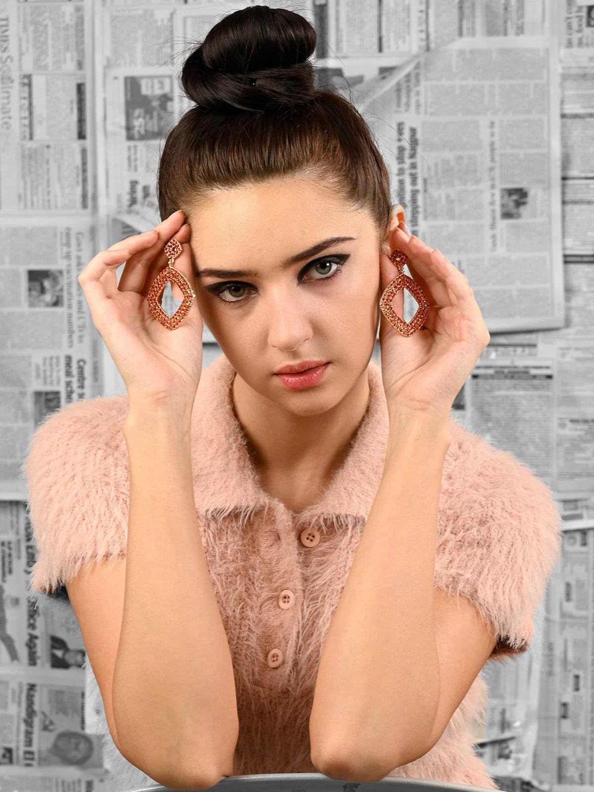 Odette Women Gold Metal Earrings - Image 2