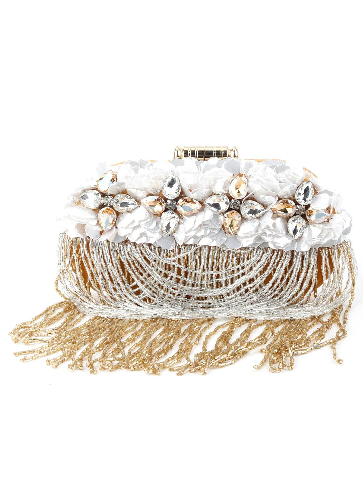 Odette Women Gold Rhinestone Clutch - Image 3
