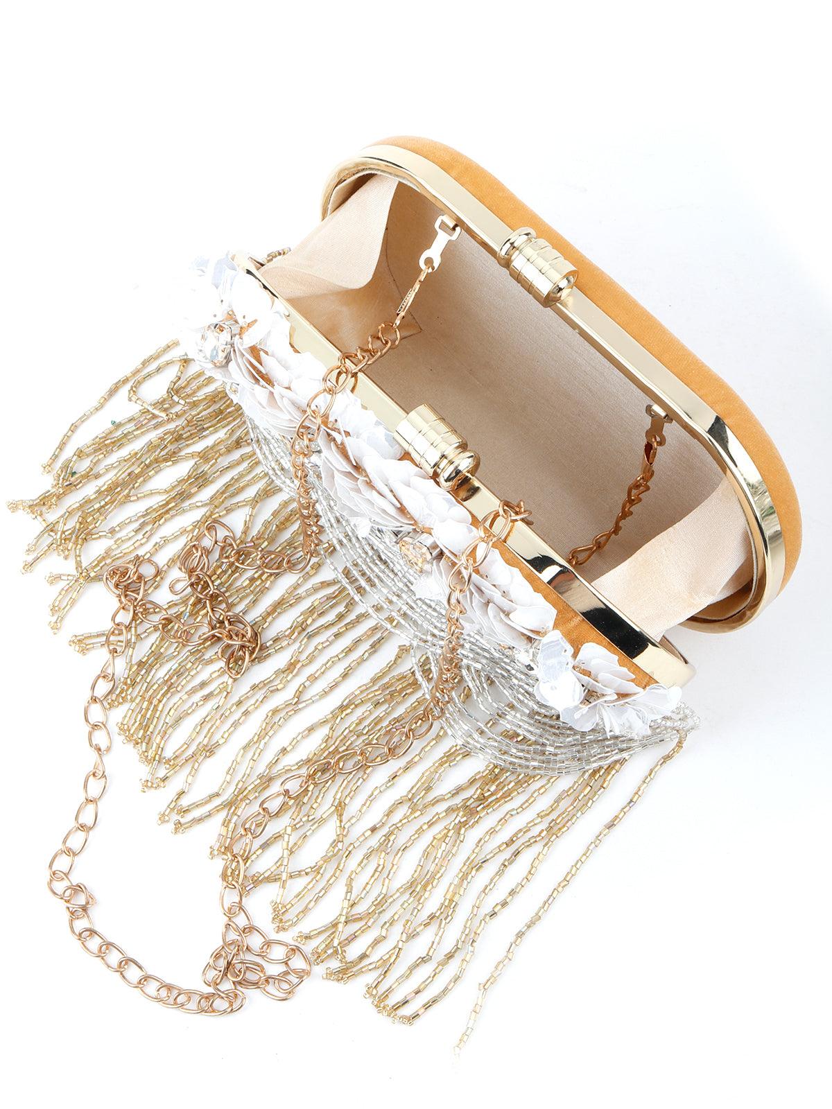 Odette Women Gold Rhinestone Clutch - Image 4
