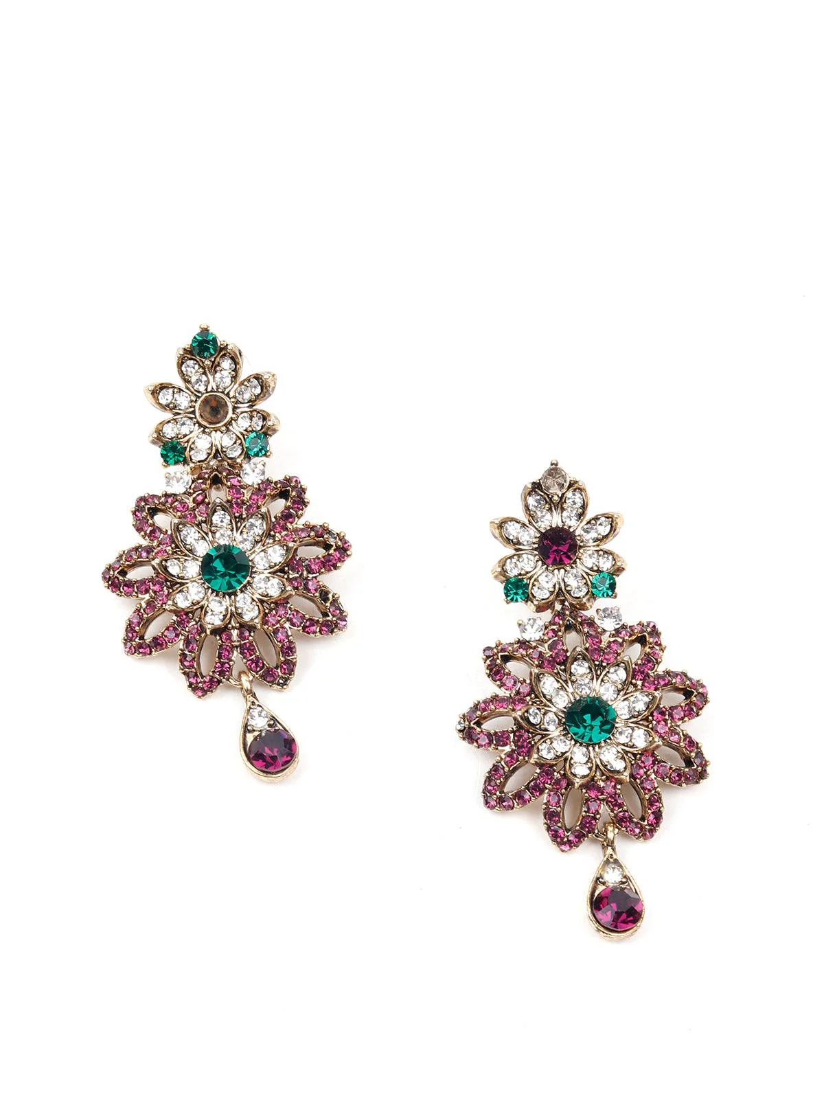 Odette Women Rusty Brown Metal Stone And Kundan Set - Image 5