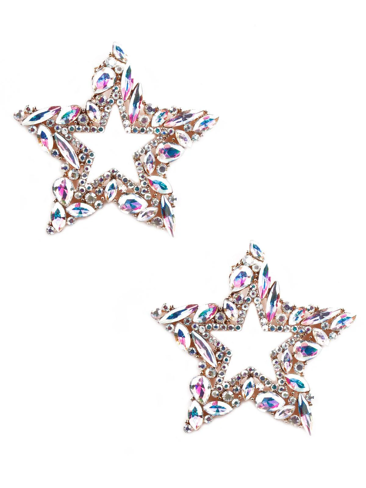 Odette Women Gold Textured Star Metal Earrings - Image 3