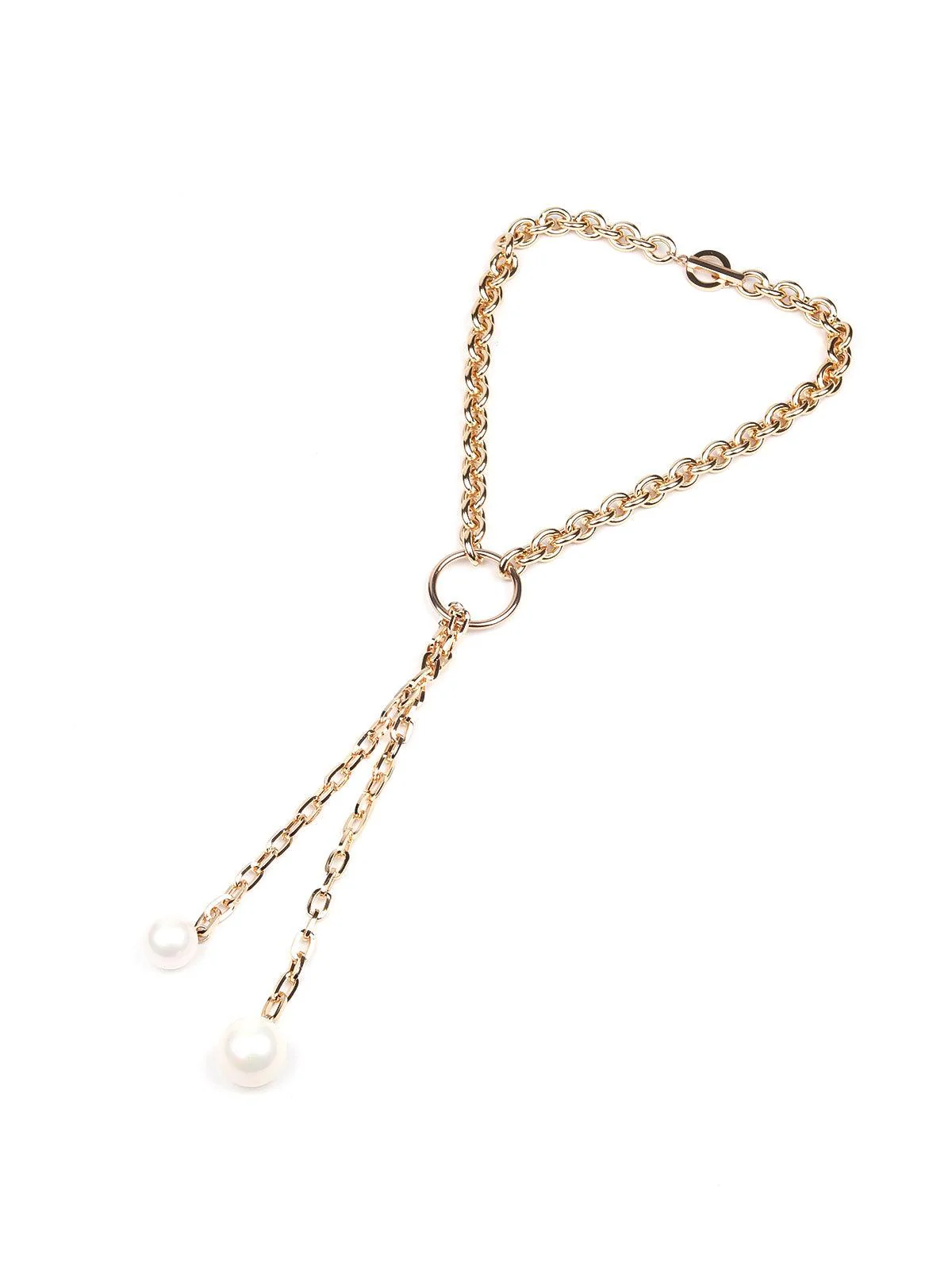 Odette Gold-Tone Chain Patterned Necklace For Women - Image 2