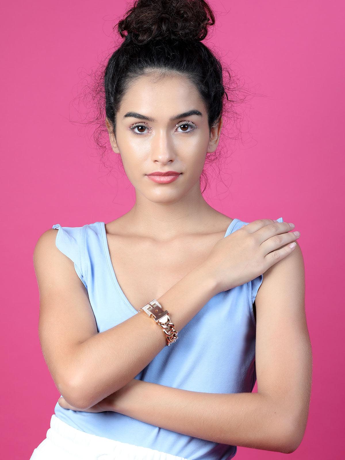 Odette Gold-Tone Chained Bracelet For Women - Image 2