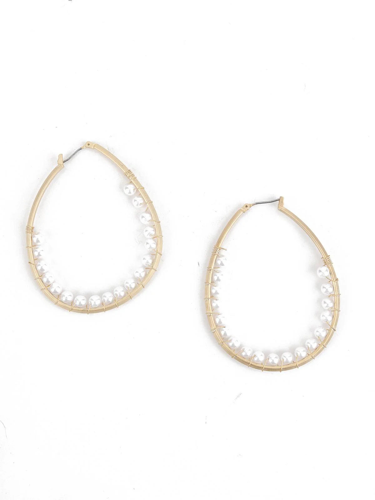 Odette Women Gold Tone Droplet Shape Hoops - Image 3