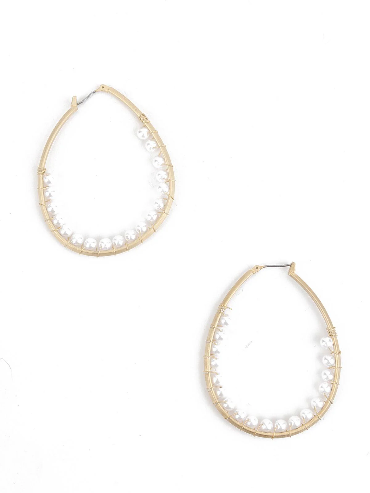 Odette Women Gold Tone Droplet Shape Hoops - Image 4