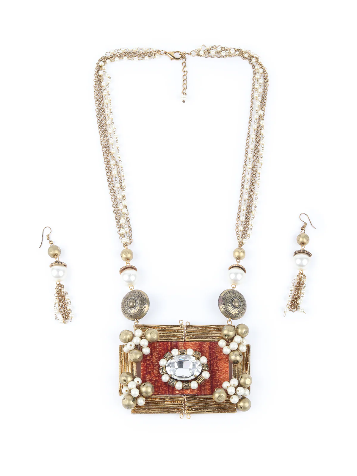Odette Women Gold Tone Multistring Tribal Necklace Set - Image 3