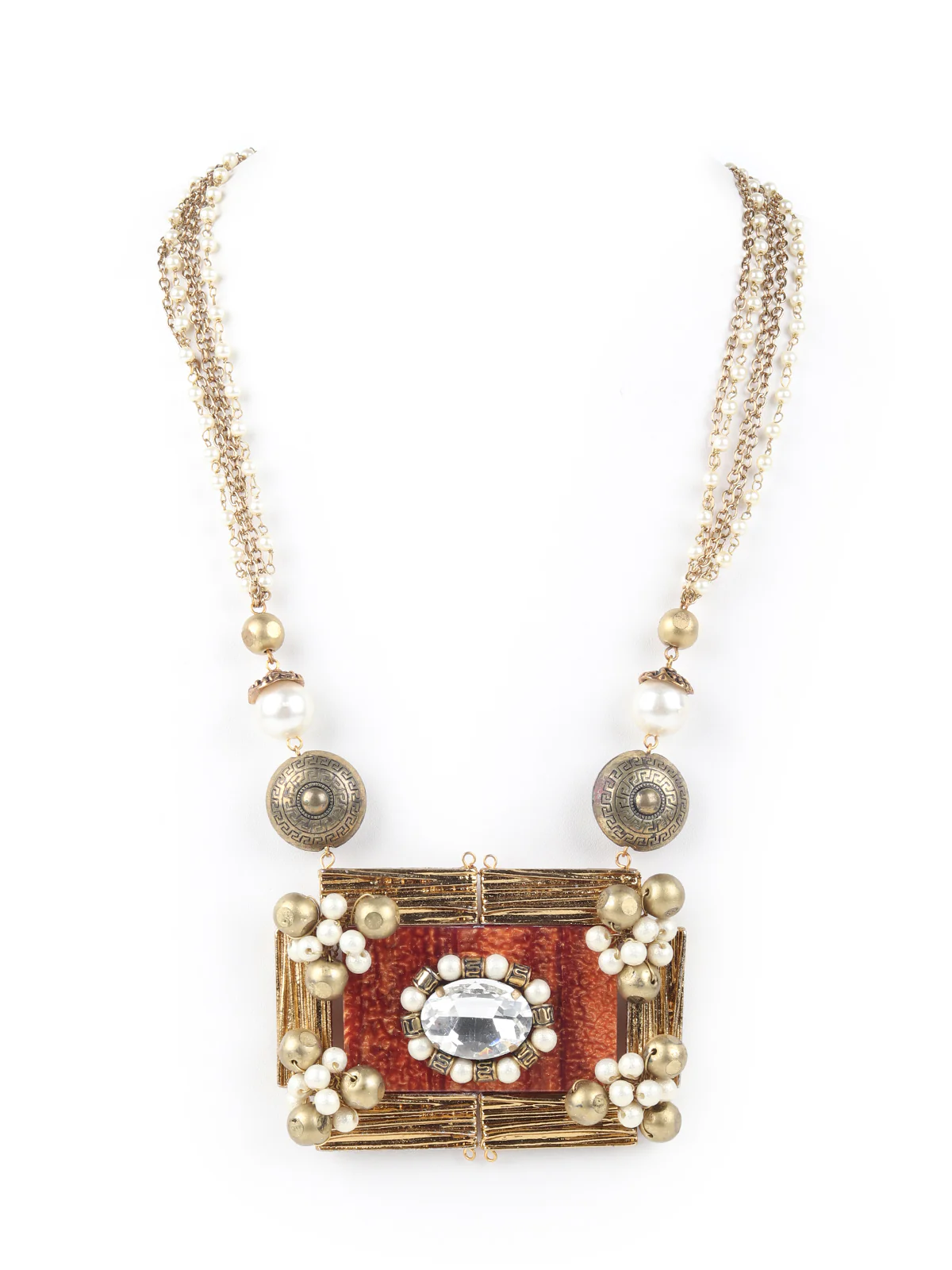 Odette Women Gold Tone Multistring Tribal Necklace Set - Image 4