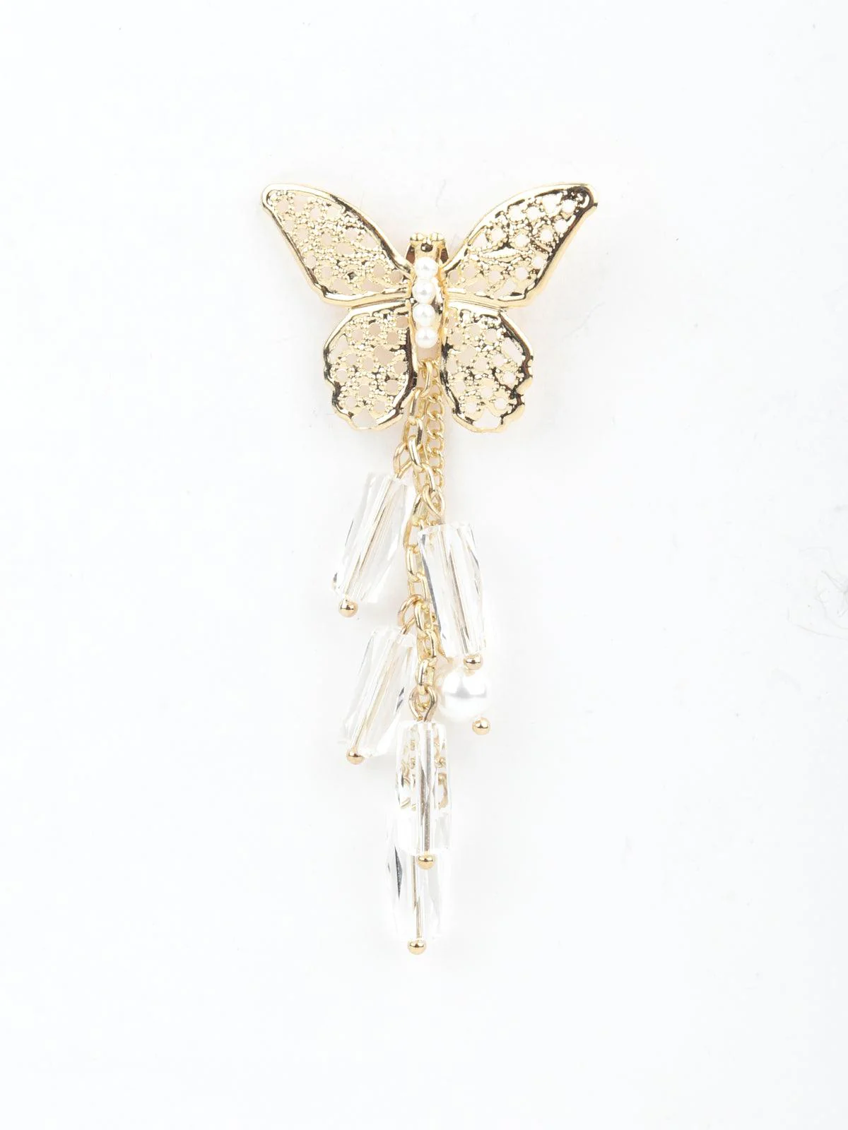 Odette Women Gold Tone Pretty Butterfly Shape Tassel Earrings - Image 4