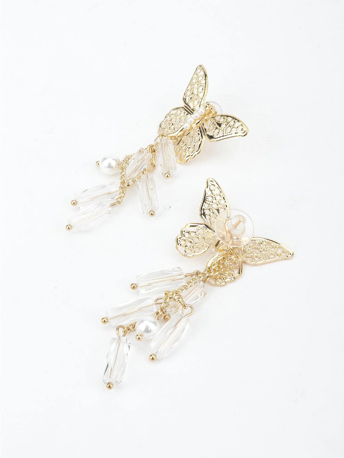 Odette Women Gold Tone Pretty Butterfly Shape Tassel Earrings - Image 6