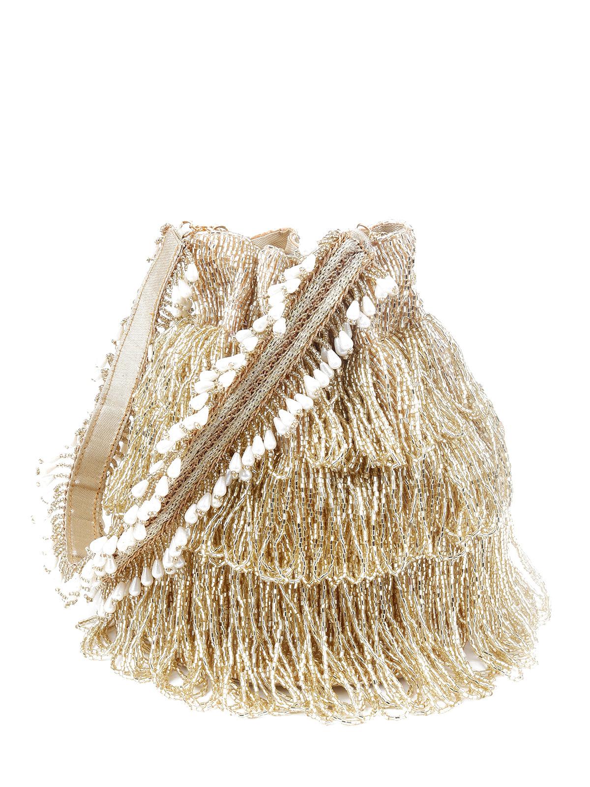 Odette Women Golden Binge Potli Bag - Image 3