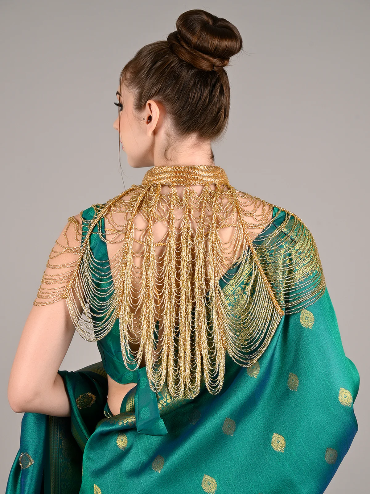 Odette Women Golden Metal Cape - Image 3