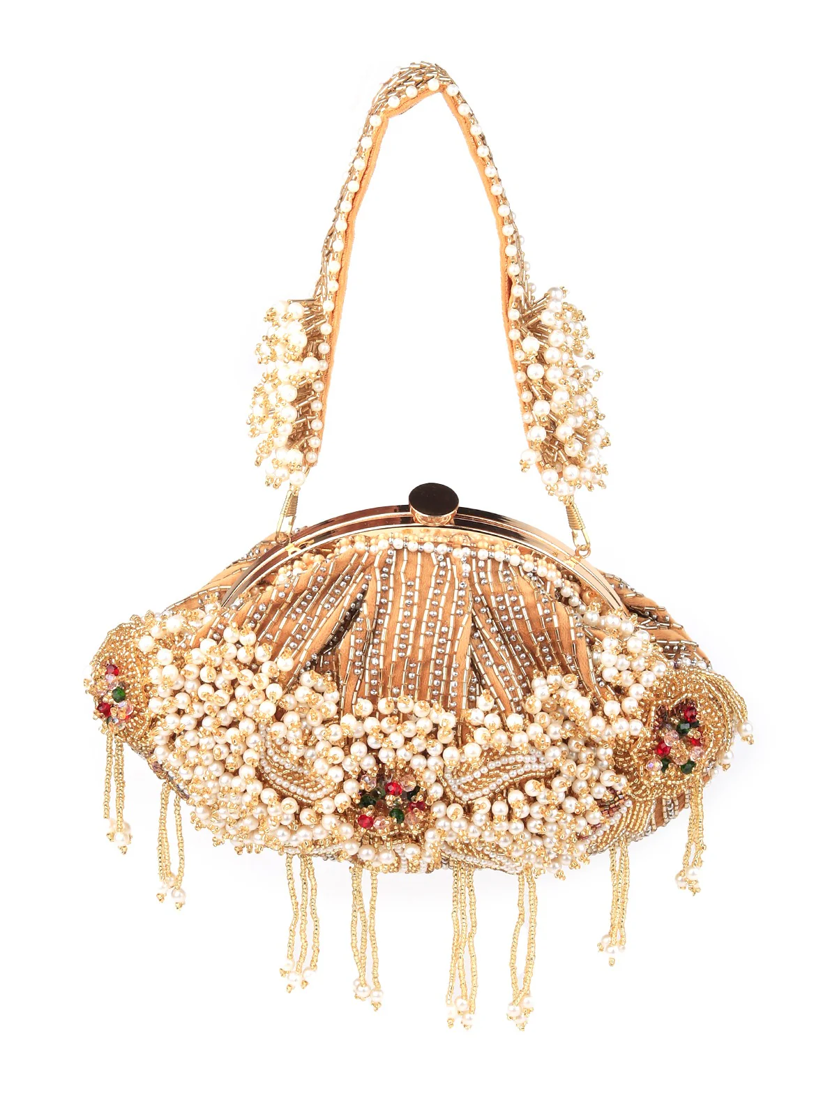 Odette Golden Embellished Clutch Bag For Women - Image 3