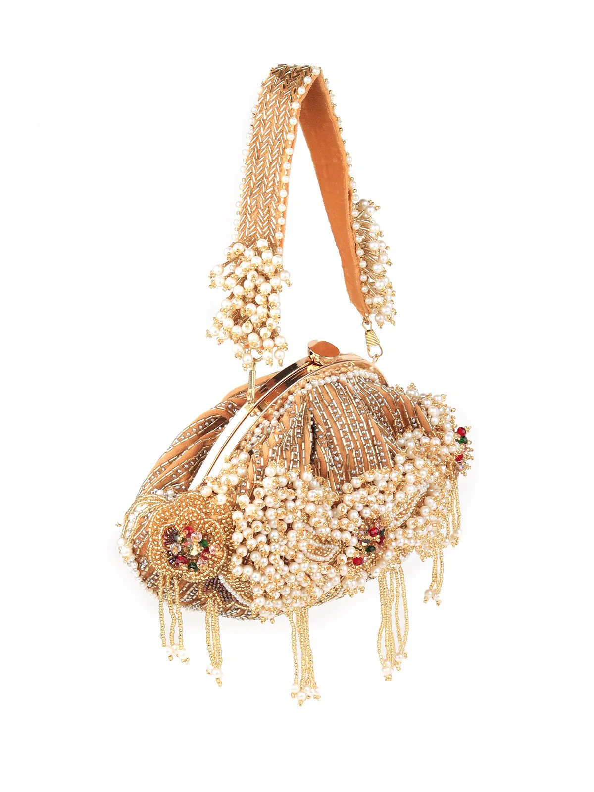 Odette Golden Embellished Clutch Bag For Women - Image 4