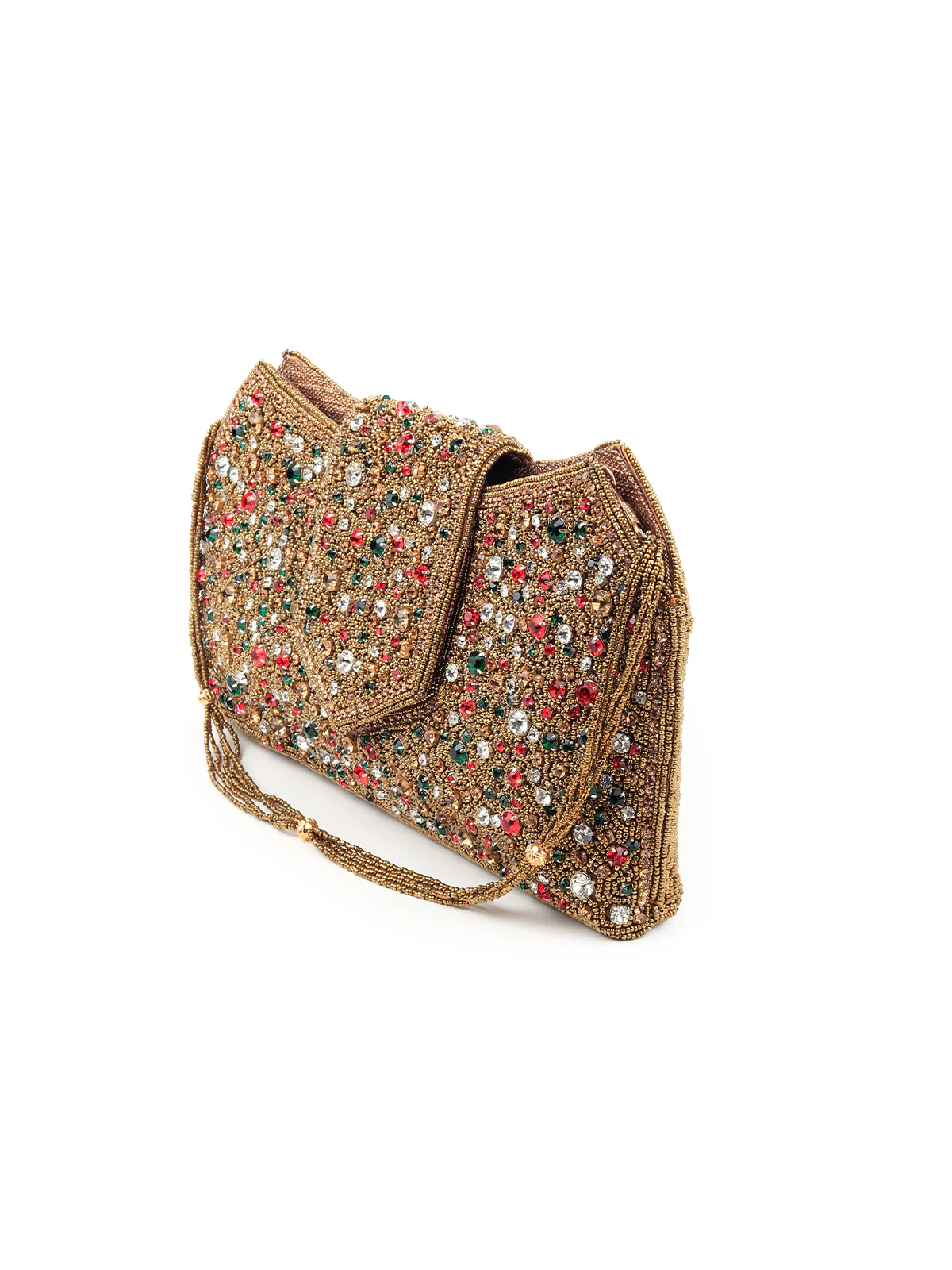 Odette Women Golden Gems Encrusted Clutch Bag - Image 4