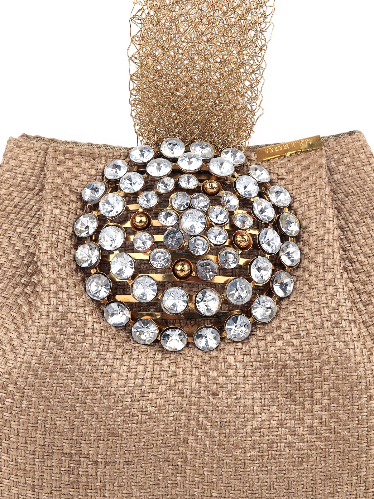 Odette Women Golden Jute Batuwa With Centre Strap - Image 6