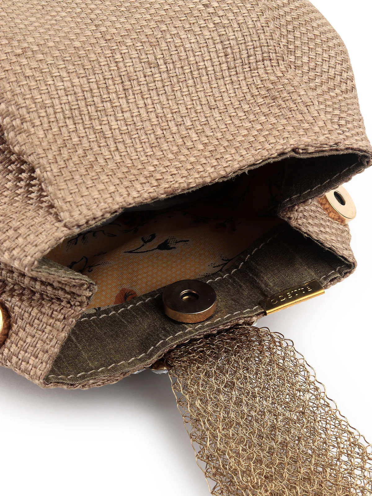 Odette Women Golden Jute Batuwa With Centre Strap - Image 7