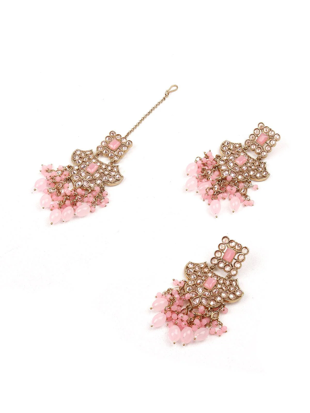 Odette Women Pink Metal Necklace Set - Image 5
