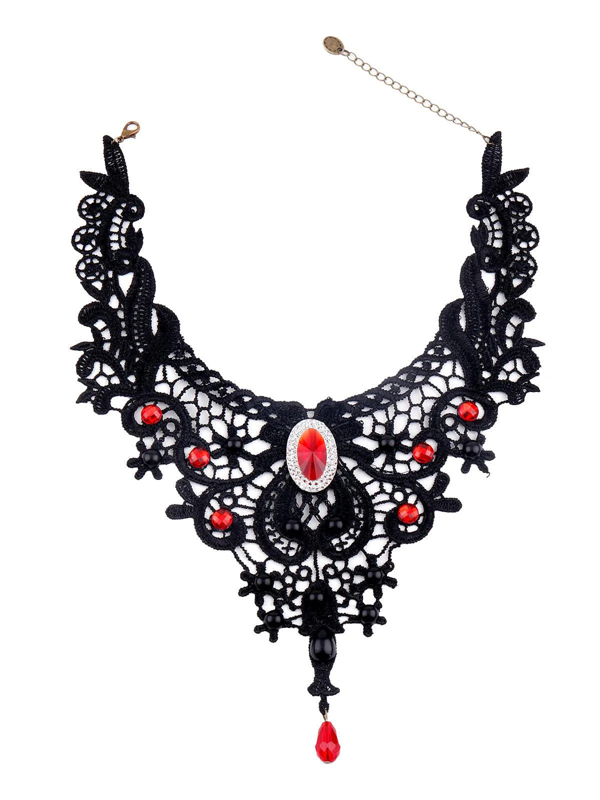 Odette Women Gorgeous Black Lace Embellished Necklace - Image 3