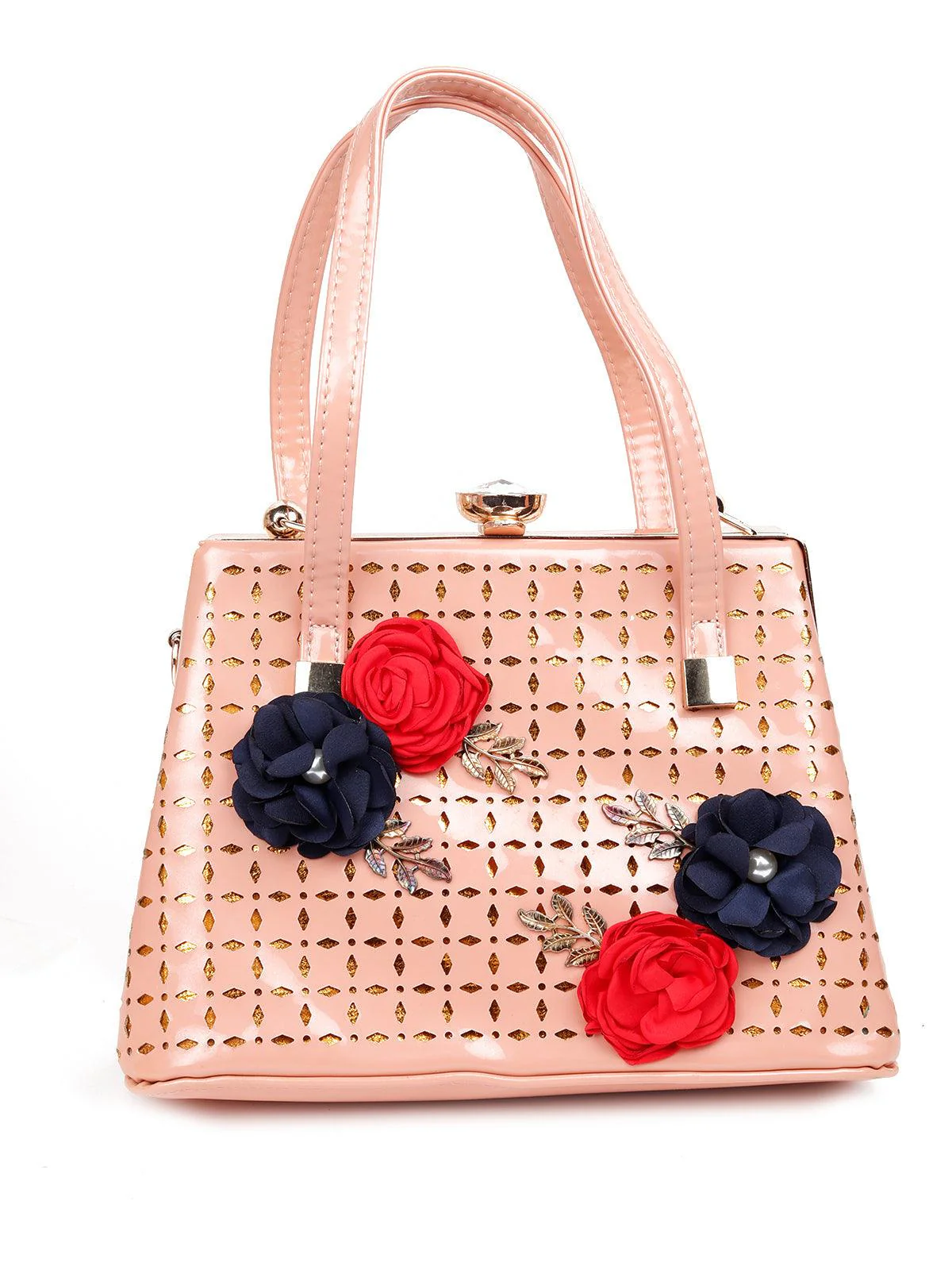Odette Women Peach Metal Clutch - Image 3